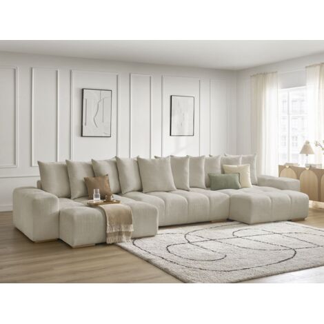 BOBOCHIC - Canapé panoramique fixe ANAKIN tissu texturé Beige