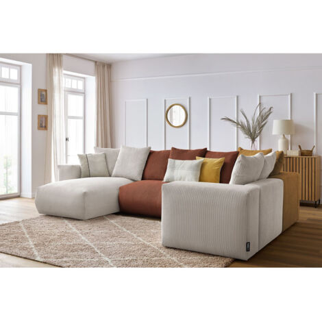 BOBOCHIC - Canapé panoramique fixe modulable VOLTAIRE 1 méridienne, 1 chauffeuse 2 place, 1 angle, 1 chauffeuse 1 place Angle gauche  Multicolore