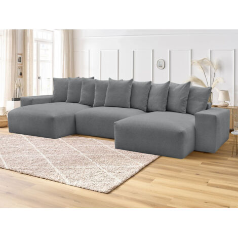 BOBOCHIC - Canapé panoramique fixe VOLTAIRE tissu chiné   Gris foncé