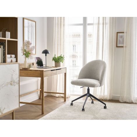 BOBOCHIC - Chaise de bureau LALIE tissu texturé et pietement à roulettes avec hauteur ajustable   Beige