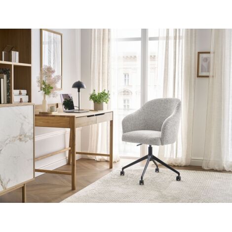 BOBOCHIC - Chaise de bureau SOPHIE tissu chiné et pietement à roulettes avec hauteur ajustable   Gris clair