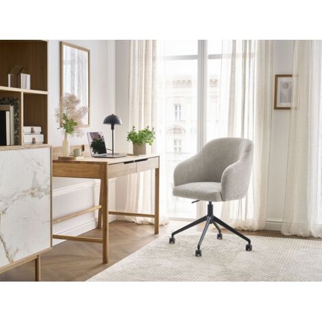 BOBOCHIC - Chaise de bureau SOPHIE tissu texturé et pietement à roulettes avec hauteur ajustable   Beige