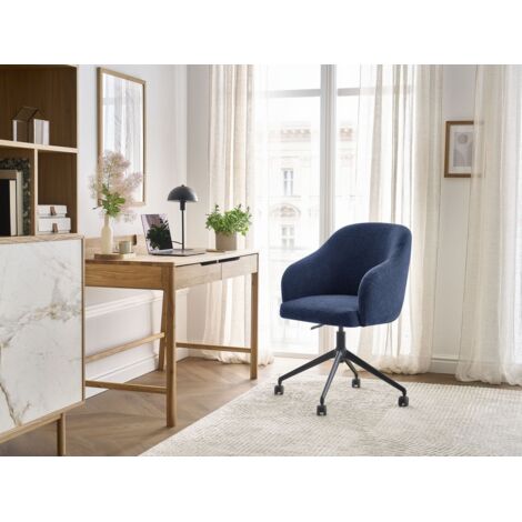 BOBOCHIC - Chaise de bureau SOPHIE tissu texturé et pietement à roulettes avec hauteur ajustable   Bleu foncé