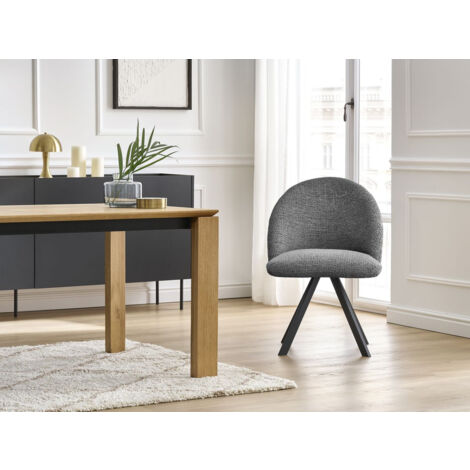BOBOCHIC - Chaise LALIE tissu chiné et pieds étoile   Gris foncé
