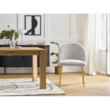 BOBOCHIC - Chaise LALIE tissu chiné et pieds métal or   Gris clair