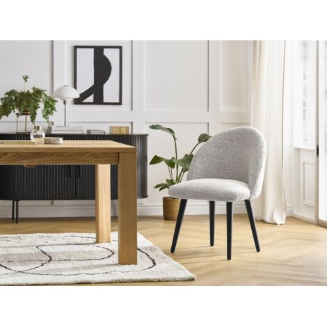BOBOCHIC - Chaise LALIE tissu chiné et pieds scandinaves noirs Gris clair