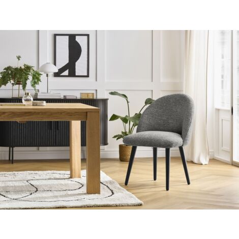 BOBOCHIC - Chaise LALIE tissu chiné et pieds scandinaves noirs   Gris foncé