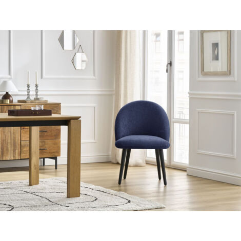 BOBOCHIC - Chaise LALIE tissu texturé et pieds scandinaves noirs   Bleu foncé