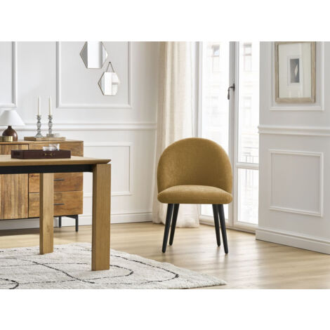 BOBOCHIC - Chaise LALIE tissu texturé et pieds scandinaves noirs   Jaune