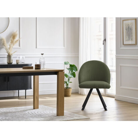 BOBOCHIC - Chaise LALIE tissu velours côtelé et pieds étoile   Vert