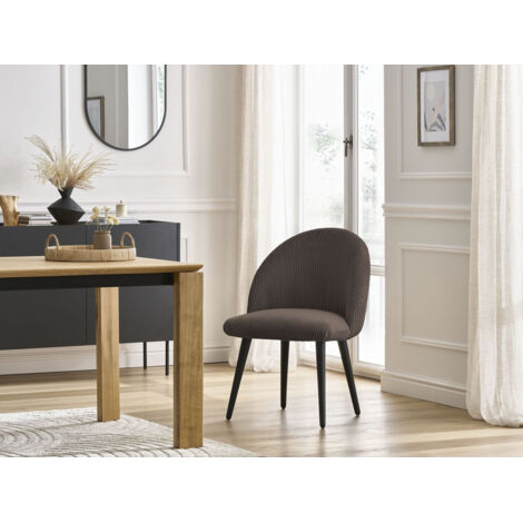 BOBOCHIC - Chaise LALIE tissu velours côtelé et pieds scandinaves noirs   Marron