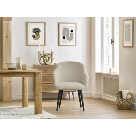 Bobochic – Chaise Sophie tissu bouclette – Pieds scandinaves en bois noir – Hauteur d'assise 51cm – Confort mousse HD – Fabrication Europe
