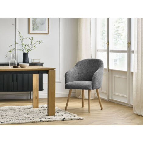 BOBOCHIC - Chaise SOPHIE tissu chiné et pieds scandinaves bois   Gris foncé