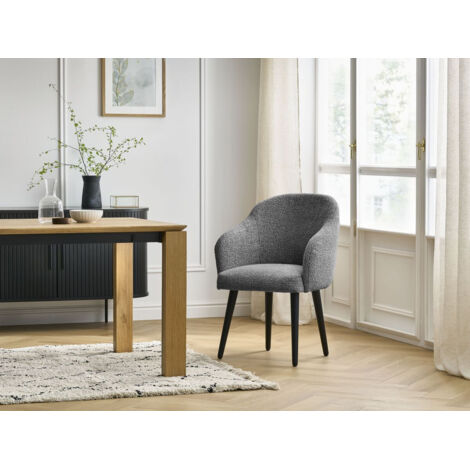 BOBOCHIC - Chaise SOPHIE tissu chiné et pieds scandinaves noirs   Gris foncé
