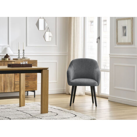 BOBOCHIC - Chaise SOPHIE tissu texturé et pieds scandinaves noirs   Gris foncé