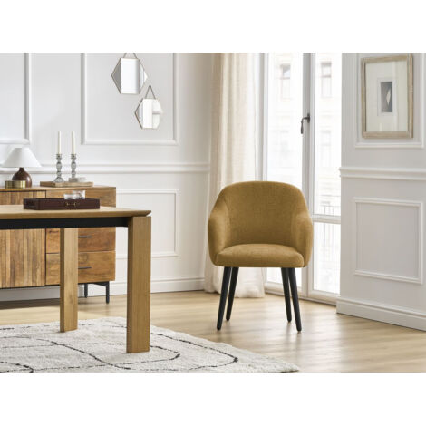 BOBOCHIC - Chaise SOPHIE tissu texturé et pieds scandinaves noirs   Jaune