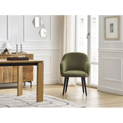 BOBOCHIC - Chaise SOPHIE tissu texturé et pieds scandinaves noirs   Vert