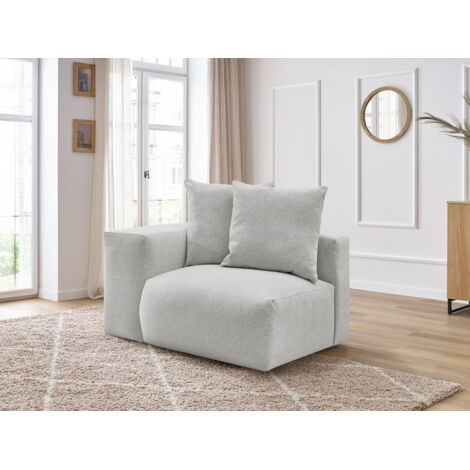 BOBOCHIC - Chauffeuse 1 place avec accoudoir pour canapé modulable VOLTAIRE tissu chiné Angle gauche  Gris clair