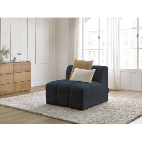 BOBOCHIC - Chauffeuse 1 place pour canapé modulable ANNECY tissu bouclette   Bleu foncé