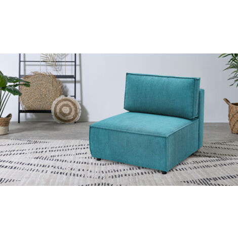 BOBOCHIC - Chauffeuse 1 place pour canapé modulable NIHAD tissu velours côtelé   Bleu clair