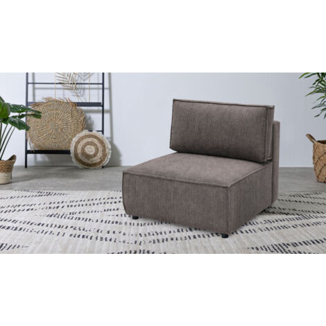 BOBOCHIC - Chauffeuse 1 place pour canapé modulable NIHAD tissu velours côtelé Marron