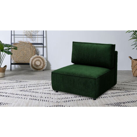 BOBOCHIC - Chauffeuse 1 place pour canapé modulable NIHAD tissu velours côtelé   Vert foncé