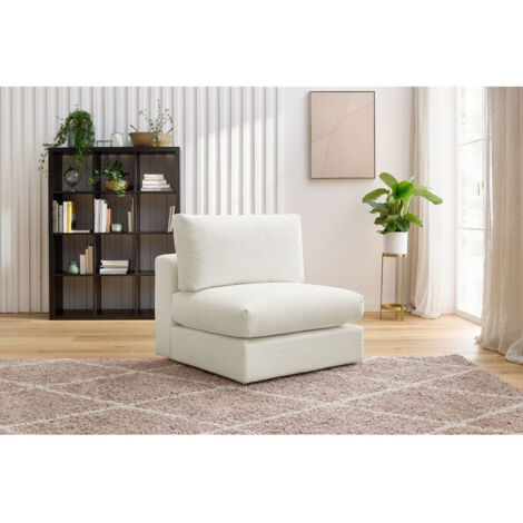 BOBOCHIC - Chauffeuse 1 place pour canapé modulable PARIS tissu bouclette   Blanc