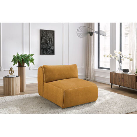 BOBOCHIC - Chauffeuse 1 place sans accoudoir pour canapé modulable JEANNE tissu velours   Jaune