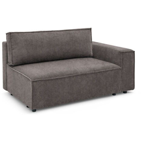 BOBOCHIC - Chauffeuse 2 places avec accoudoir pour canapé modulable NIHAD tissu velours côtelé Angle droit Marron