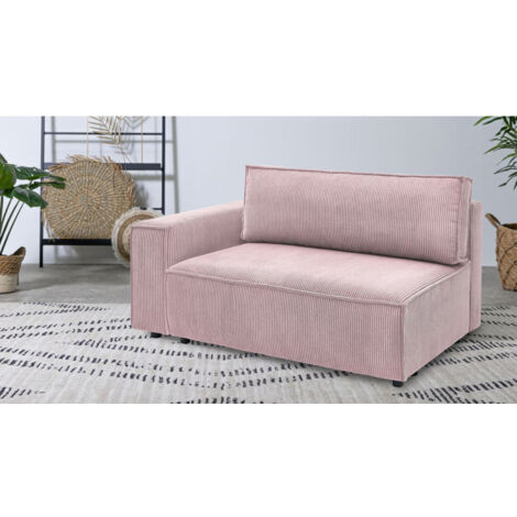 BOBOCHIC - Chauffeuse 2 places avec accoudoir pour canapé modulable NIHAD tissu velours côtelé Angle gauche  Violet