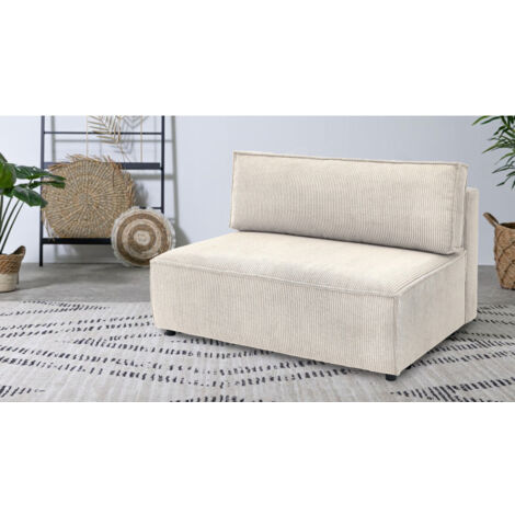Bobochic – Chauffeuse 2 places sans accoudoir modulable – Tissu velours côtelé beige – Dimensions 138x100x88cm – Style contemporain