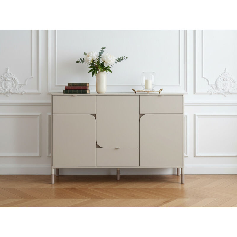 Bobochic – Commode 3 tiroirs 3 portes 130 cm – Design moderne et épuré – Espace de rangement optimisé pour chambre ou salon Bobochic – Commode 3 tiroirs 3 portes 130 cm – Design moderne et épuré – Espace de rangement optimisé pour chambre ou salon