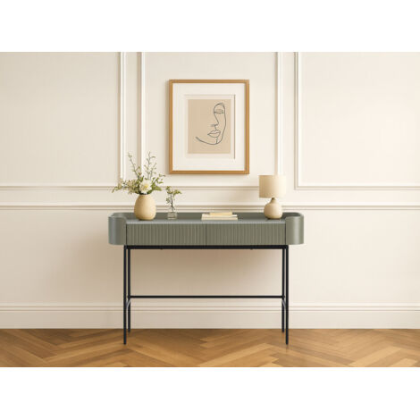 BOBOCHIC - Console 2 tiroirs 120 cm JAY effet tasseaux   Vert