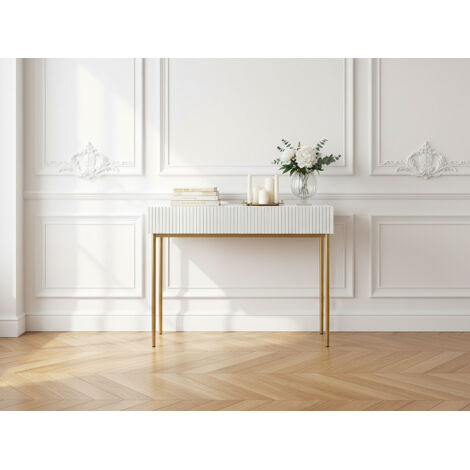 Bobochic – Console 2 tiroirs Kasha – Longueur 100 cm, largeur 37 cm, hauteur 82 cm – Panneaux de particules, pieds métal – Style contemporain
