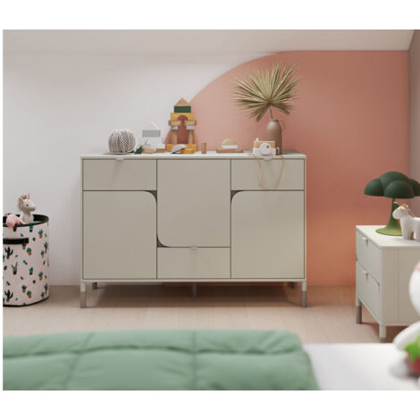 BOBOCHIC - Ensemble BOREO avec commode 130 cm et chevet 2 tiroirs
