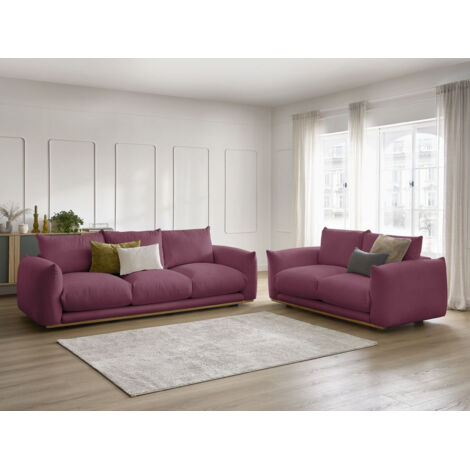 BOBOCHIC - Ensemble canapé droit fixe 3 + 2 places ERNEST Rouge