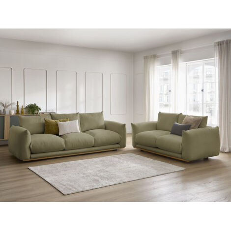 BOBOCHIC - Ensemble canapé droit fixe 3 + 2 places ERNEST   Vert
