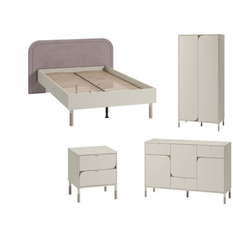 BOBOCHIC - Ensemble lit enfant 120 x 200 cm BOREO avec commode + armoire + chevet