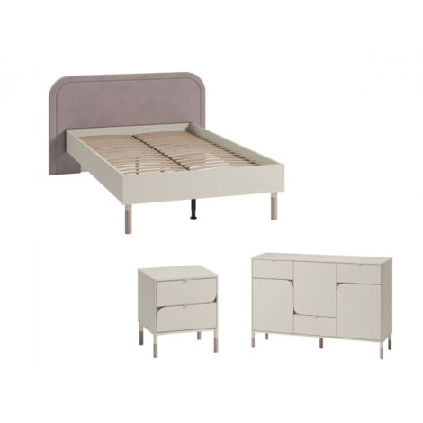 BOBOCHIC - Ensemble lit enfant 120 x 200 cm BOREO avec commode + chevet