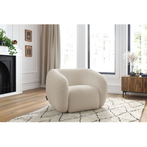 BOBOCHIC - Fauteuil CELINE tissu bouclette   Beige