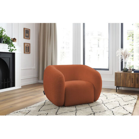 BOBOCHIC - Fauteuil CELINE tissu bouclette Orange