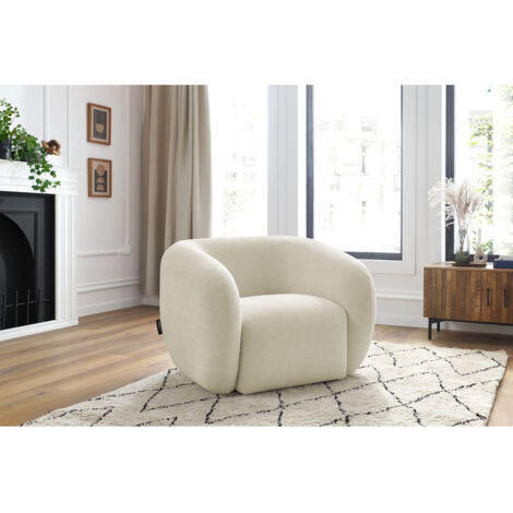 Bobochic – Fauteuil CÉLINE tissu lisse beige – Dimensions 103x87x70 cm – Assise profonde 53 cm – Structure bois certifié FSC