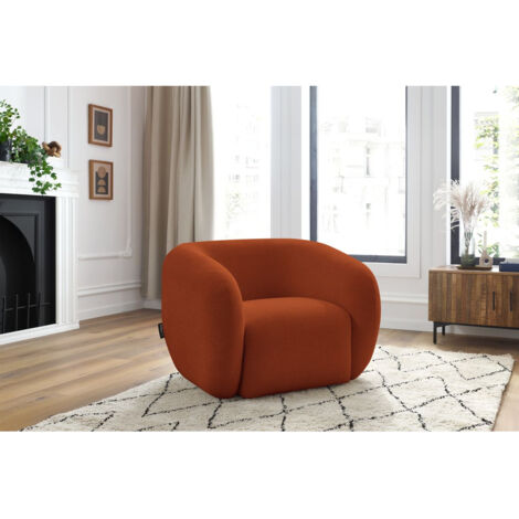 Bobochic – Fauteuil CÉLINE tissu lisse orange – Dimensions 103x87x70 cm – Assise profonde et confortable – Structure bois certifié FSC