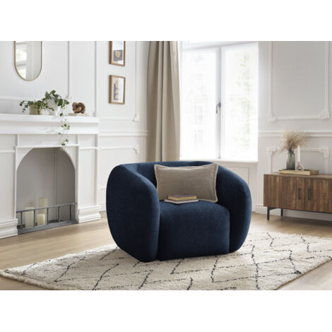 BOBOCHIC - Fauteuil CELINE tissu texturé   Bleu foncé