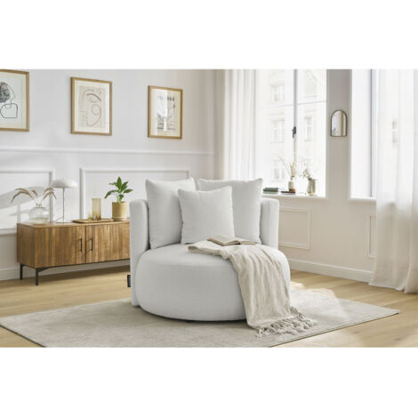 BOBOCHIC - Fauteuil CESAR tissu bouclette   Blanc