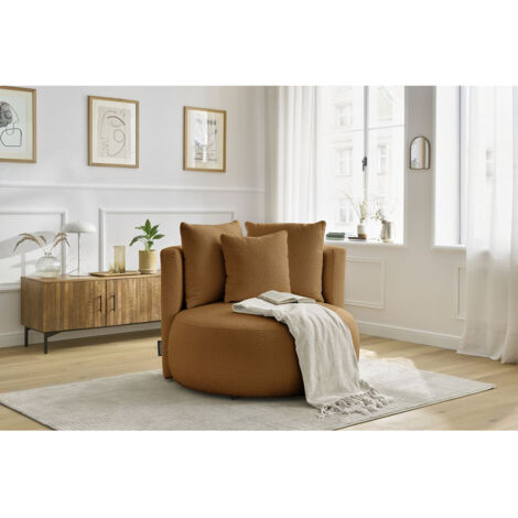 BOBOCHIC - Fauteuil CESAR tissu bouclette Orange