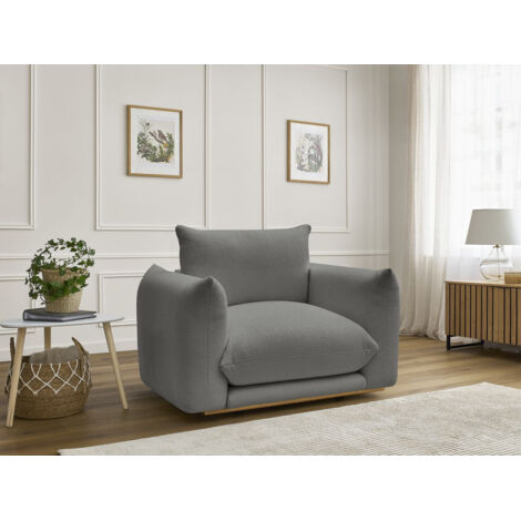 BOBOCHIC - Fauteuil ERNEST tissu bouclette   Gris foncé