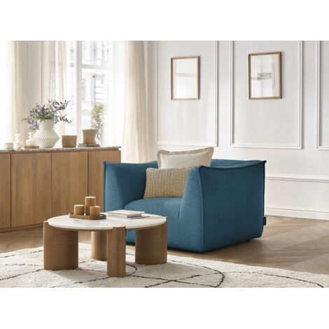 BOBOCHIC - Fauteuil GIORGIA velours côtelé   Bleu clair