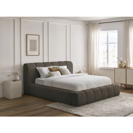 BOBOCHIC - Lit coffre DENALI tissu bouclette  160x200 Marron