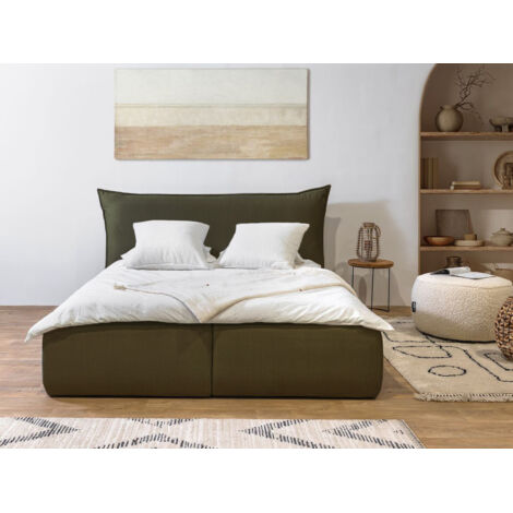 BOBOCHIC - Lit coffre JADE avec tête de lit effet oreiller  160x200 Vert